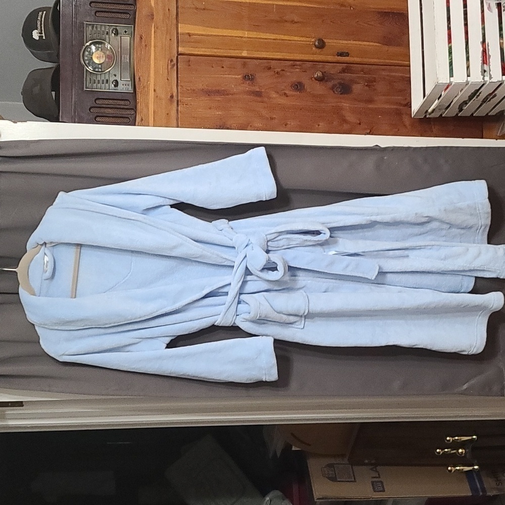 Adonna Woman Plush Robe Baby Blue‎ Pockets Belted Long Size 1X EUC